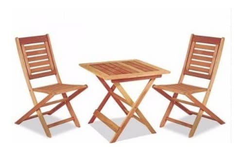 Juego De Mesa Ecomadera Y 2 Sillas Plegables Amancay De Madera