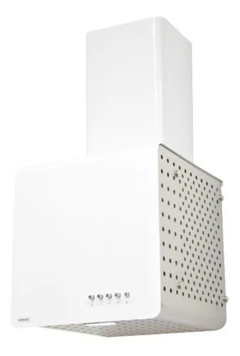 CAMPANA LLANOS CUBICA 35 - Luz Led - BLANCA/ACERO pulsante