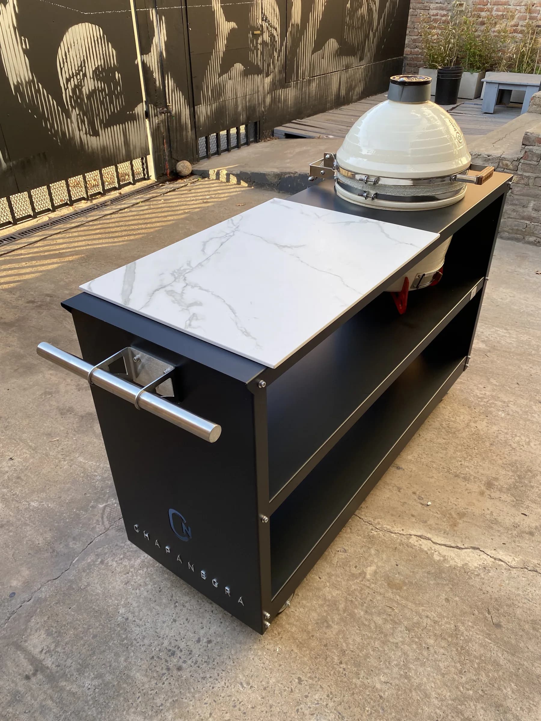 ISLA MOVIL KAMADO DEKTON 1.40 ancho - CHAPA NEGRA