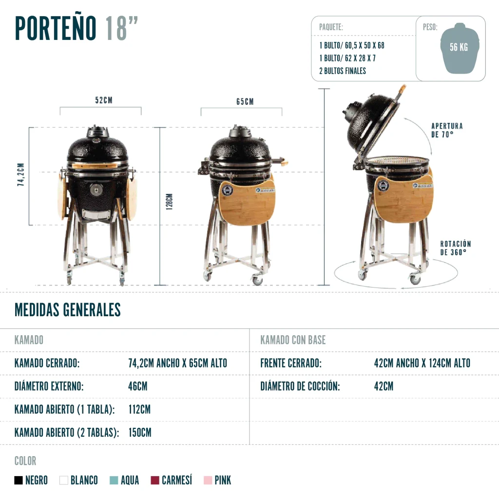 Kamado Argentino Asador Porteño 18" Carmesí — detalle oficial 2 | Mi Casa Mi Lugar