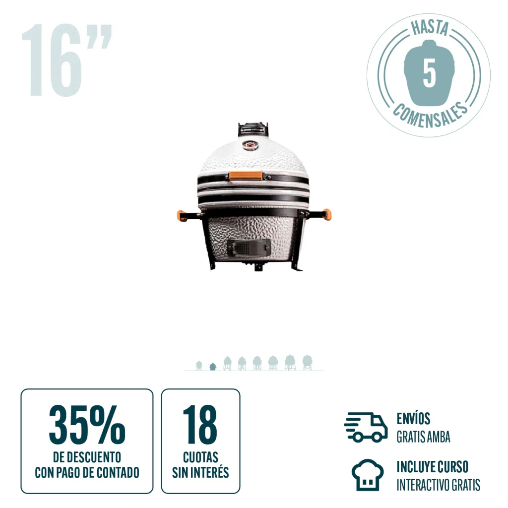Kamado Argentino Asador Mini Pampero 16" Blanco