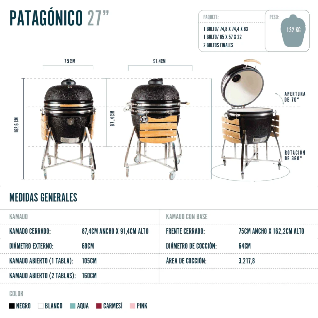 Kamado Argentino Asador Patagónico 27" Blanco — detalle oficial 2 | Mi Casa Mi Lugar