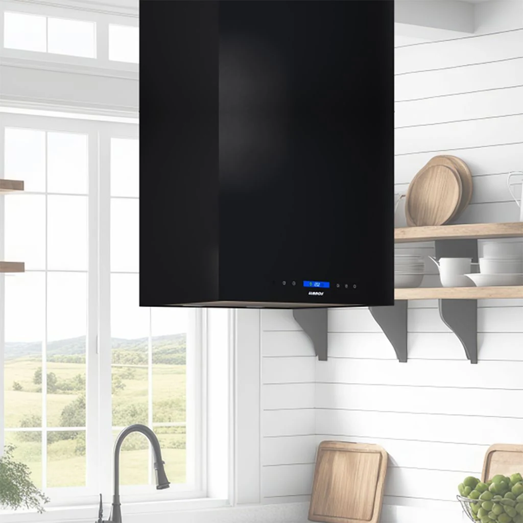 Campana Llanos Isla Qubix Cristal Negra Touch 60 — vista principal