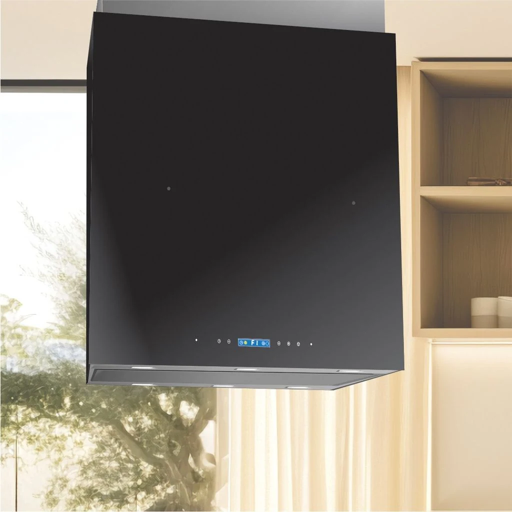 Campana Llanos Isla Qubix Cristal Negra Touch 120