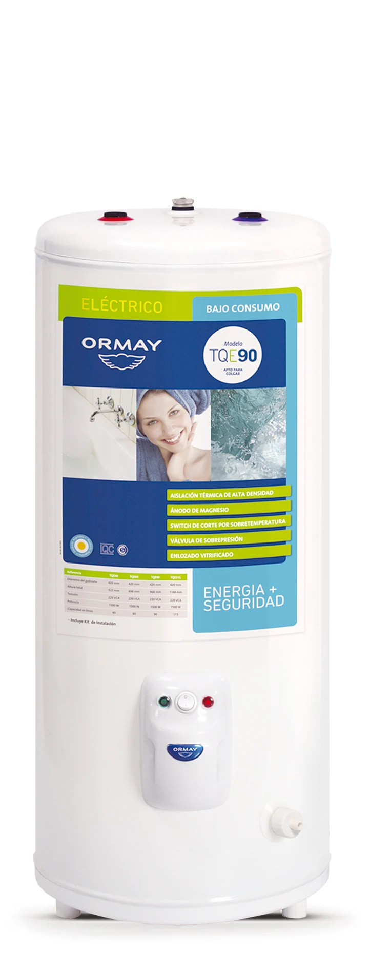 Termotanque Ormay TQE90 — vista principal