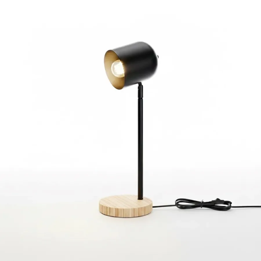 BARTOLO – Lámpara de mesa / escritorio E27 Madera Negro — vista principal | Mi Casa Mi Lugar