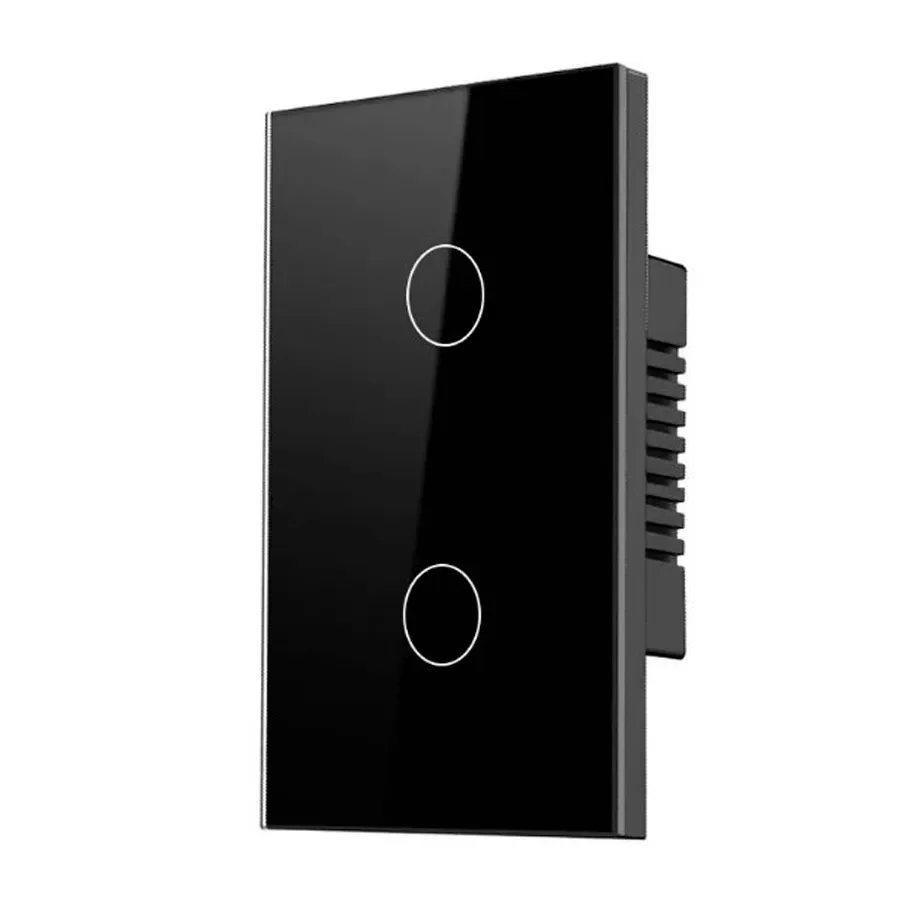 Tecla Tactil Wifi Vidrio 2 Canales – APP TUYA – Negro — vista principal | Mi Casa Mi Lugar