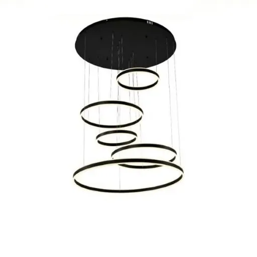 Colgante Led EROS 5 Aros Negro Deco Moderno